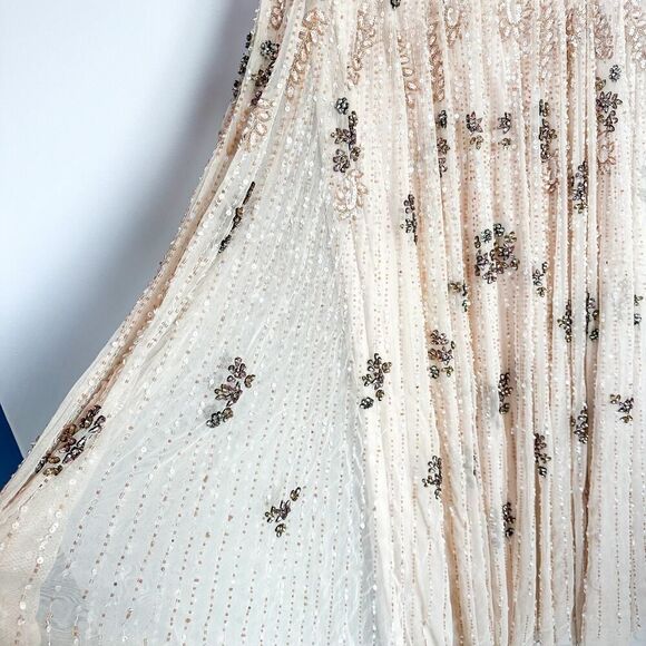 Mac Duggal Embellished Blush Pink Wrap Over Sleeve A-line Gown Dress Size 12 - Picture 5 of 16